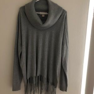 Michael Kors cowl neck fringe sweater